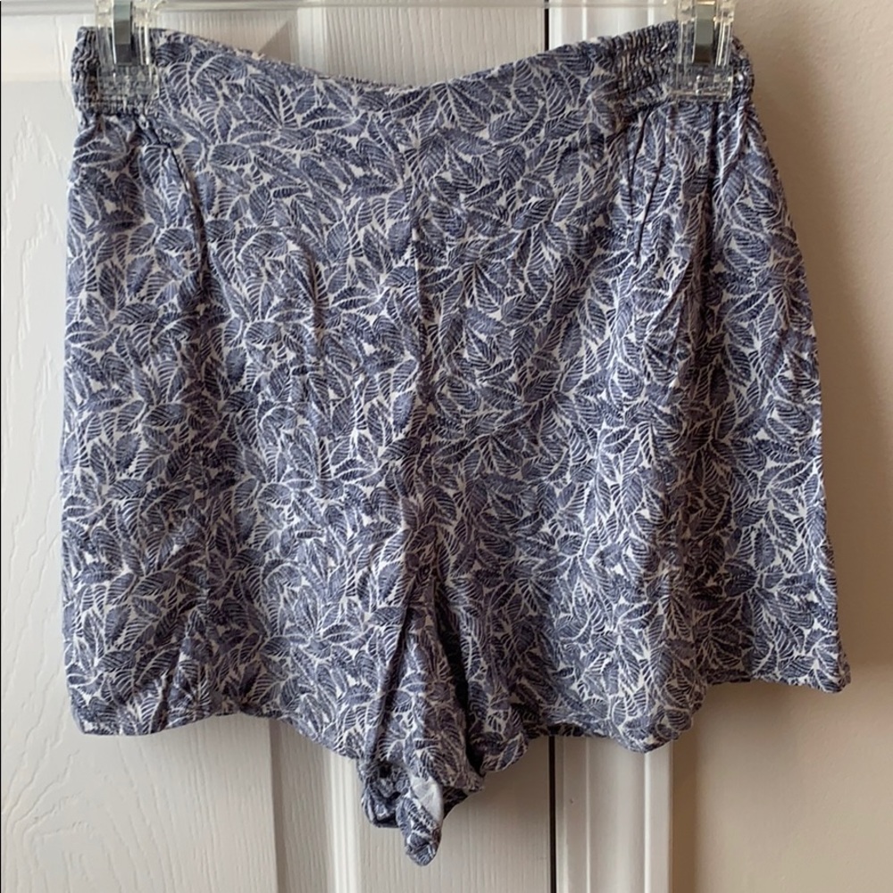 Blue and white high rise flowy shorts